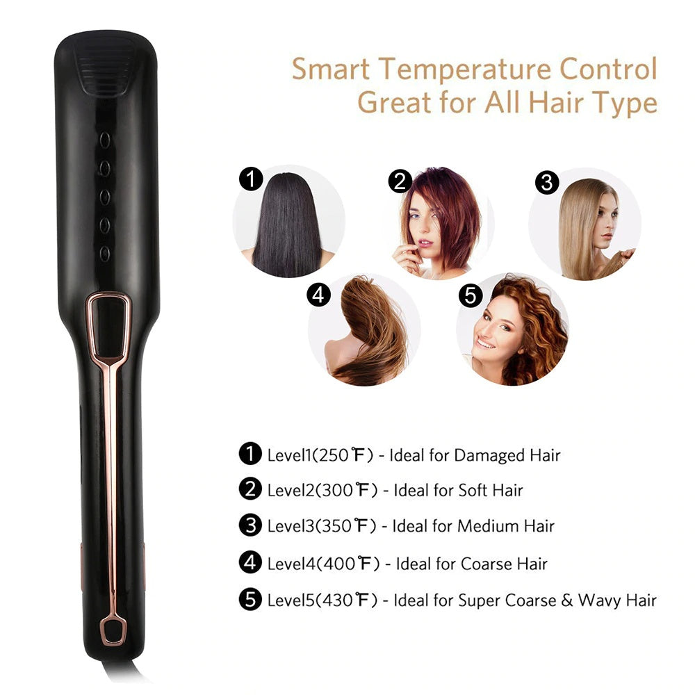 Multifunctional Steam Hair Straightener Comb – Tourmaline Ceramic Flat Iron with Infrared & Ionic Care