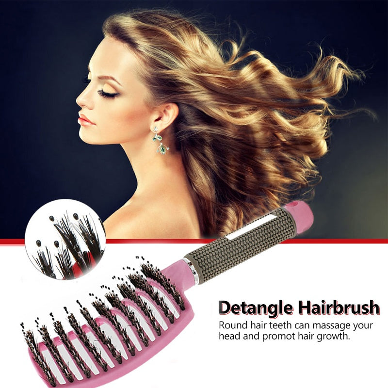Anti-Klit Detangling Hair Brush – Bristle & Nylon Scalp Massage Comb for Women, Men & Kids
