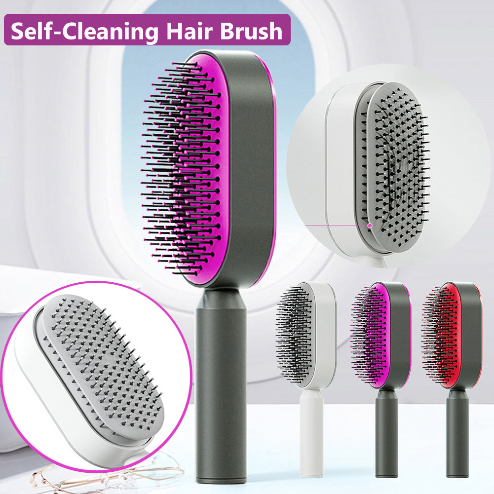 Self-Cleaning Hair Brush for Women – Scalp Massage & Detangling